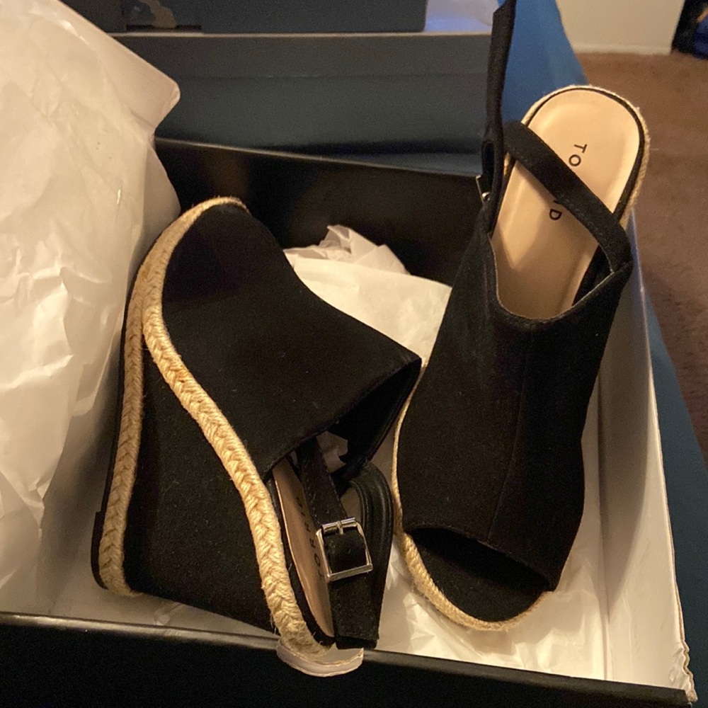 Black suede wedges